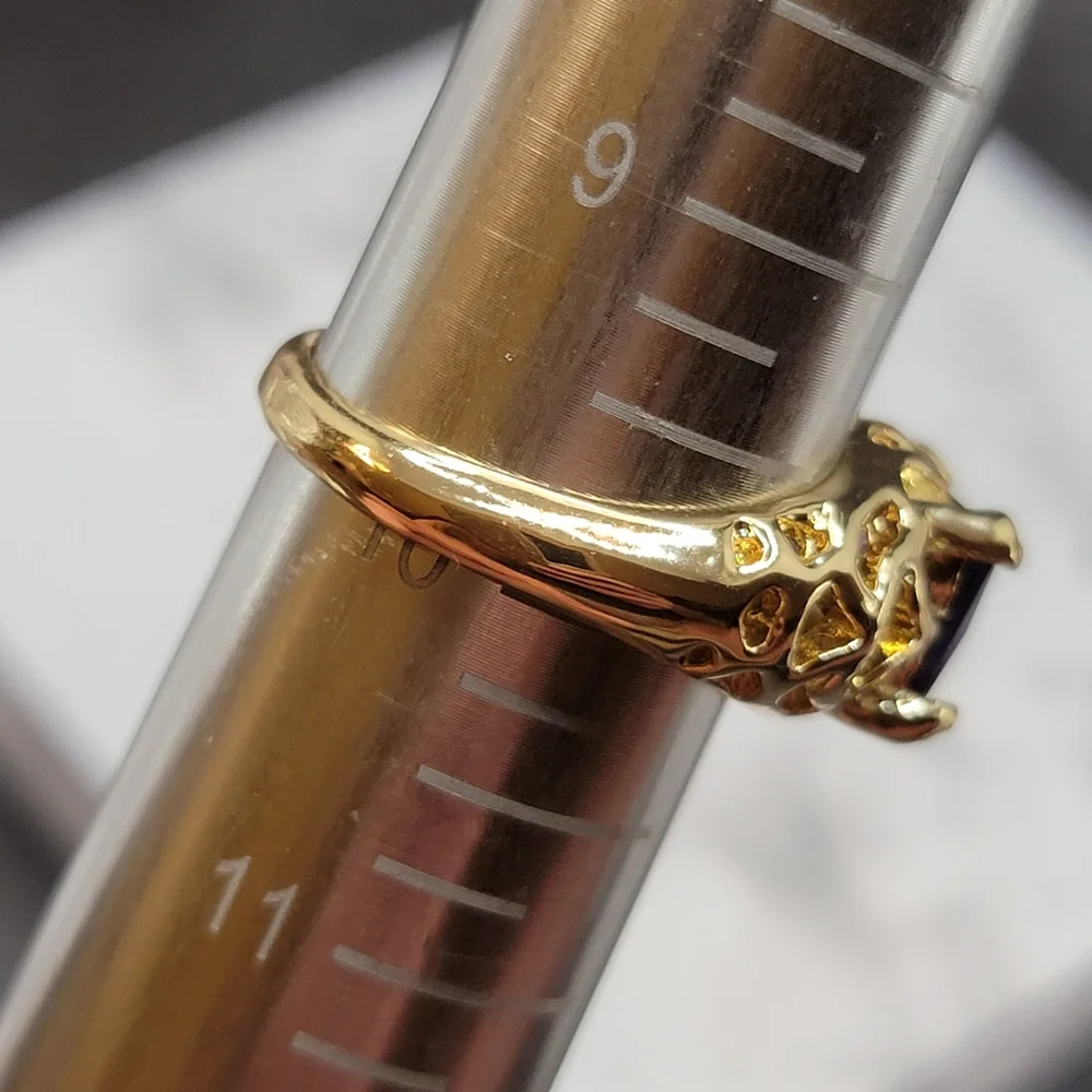 Gold Plated Simulated Amethyst Filigree Ring